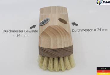Schrubber aus Holz mit Bart und Gewinde mit Fiber-Bestückung